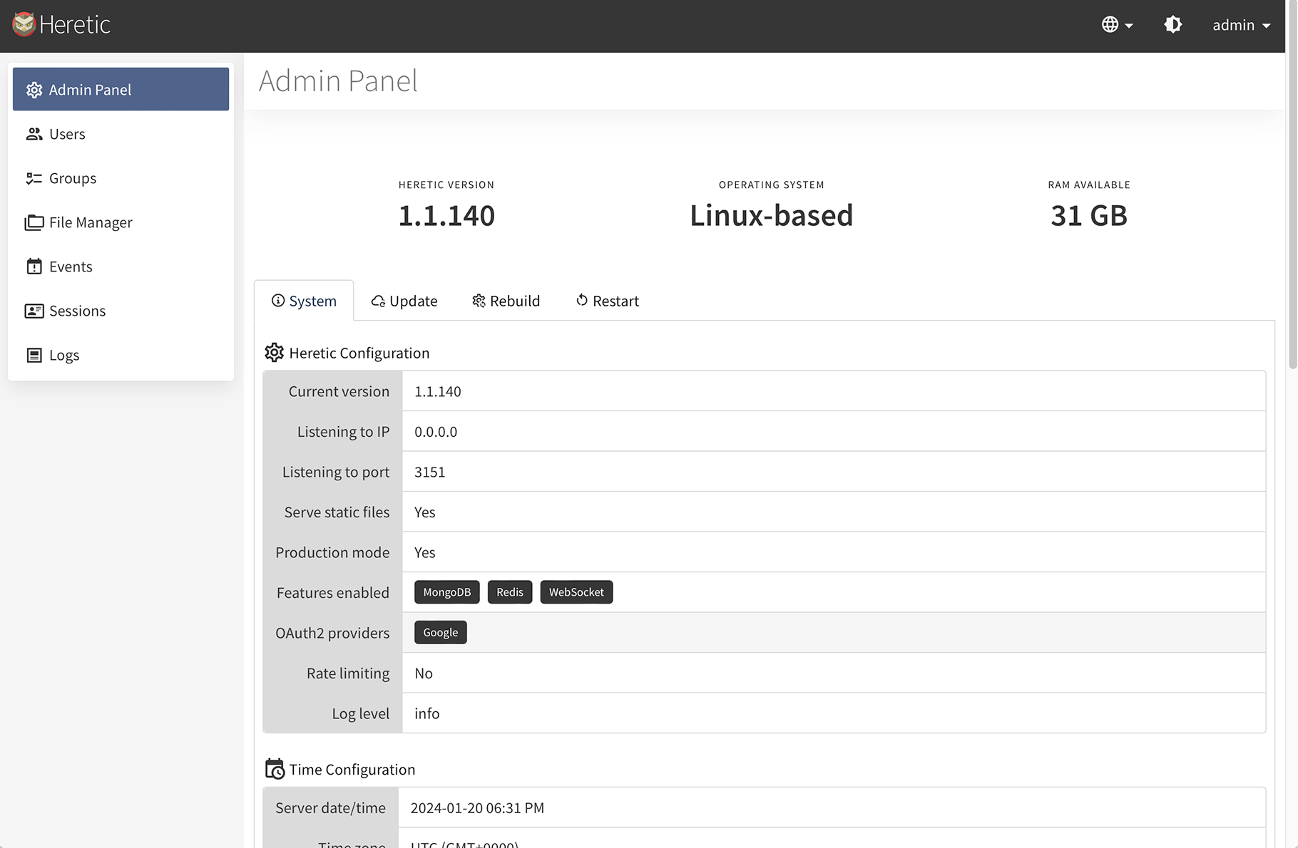 Heretic admin