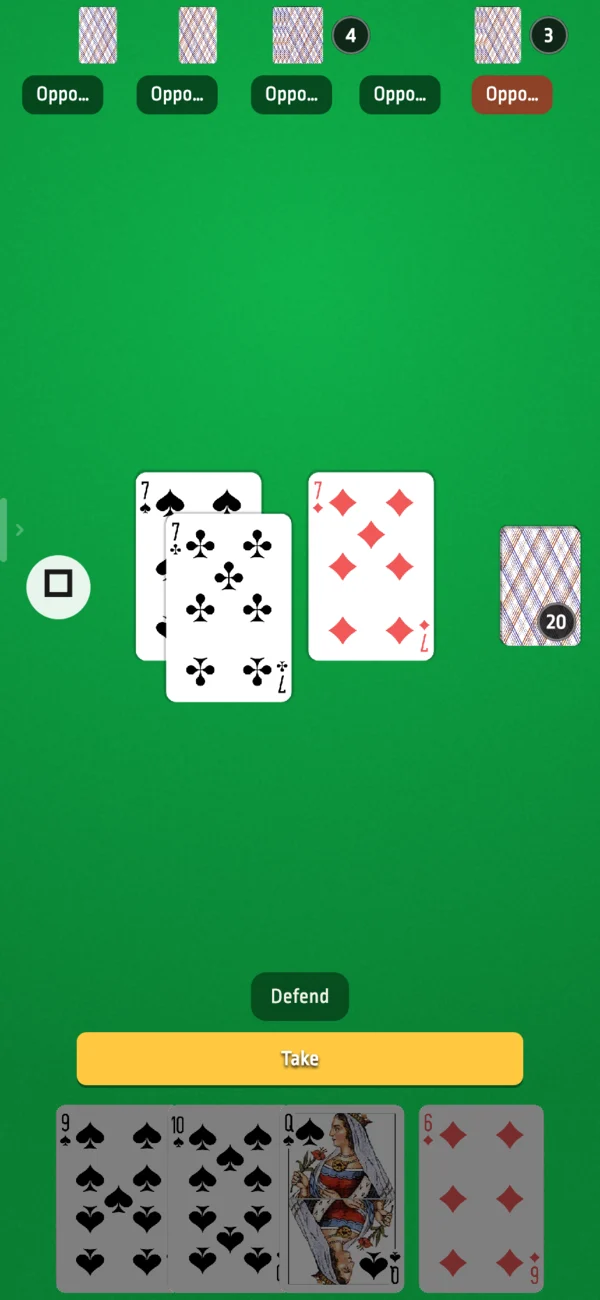 A six-handed table with five opponents