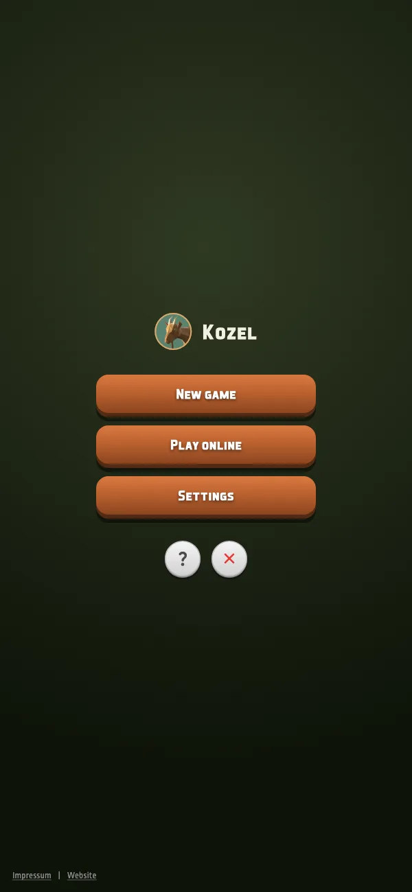 The main menu on the olive felt
