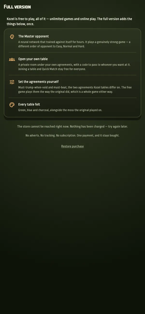 The full version screen listing what it adds