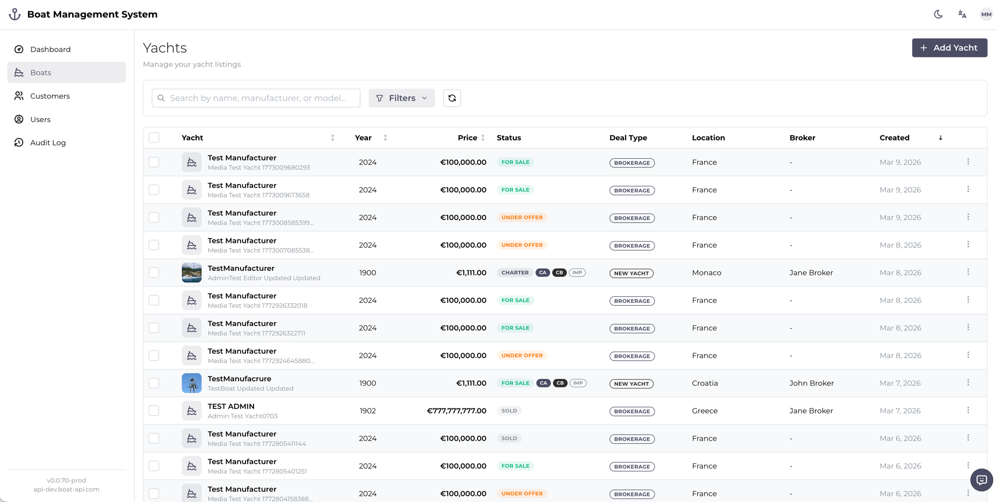 Yacht Brokerage Platform